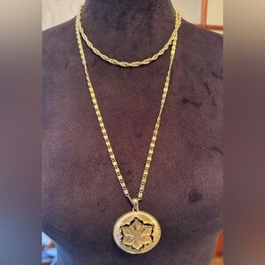 Vintage Gold-tone Double-strand Pendant Necklace; Unsigned; approx 22”